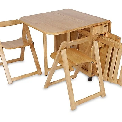 Bộ bàn ăn xếp gọn 4 ghế gỗ tự nhiên